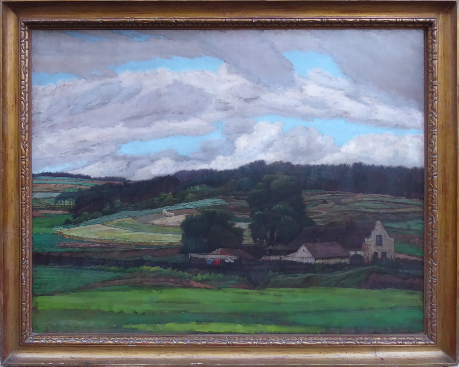 RUDOLF BÉM (VRATISLAV HLAVA) (1874-1955) - JIHOČESKÝ DVOREC, STOŽICE - ROZMĚRNÁ OLEJOMALBA