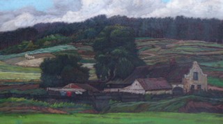 RUDOLF BÉM (VRATISLAV HLAVA) (1874-1955) - JIHOČESKÝ DVOREC, STOŽICE - ROZMĚRNÁ OLEJOMALBA