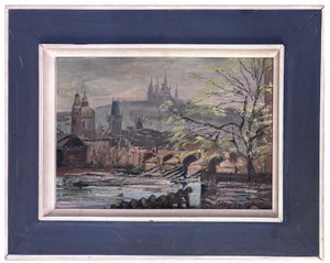 Ema Blažková (1924 - 2003) - Pohled na Pražský hrad a Karlův most