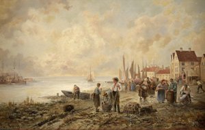 Emil Barbarini (1855 - 1930) - Rybářská vesnice v Holandsku