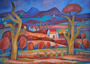 František Hora (1913 - 2004) - Dva stromy ve Středohoří