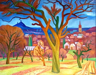 #6043 František Hora (1913 - 2004) - Starý strom u Třebenic s Hazmburkem