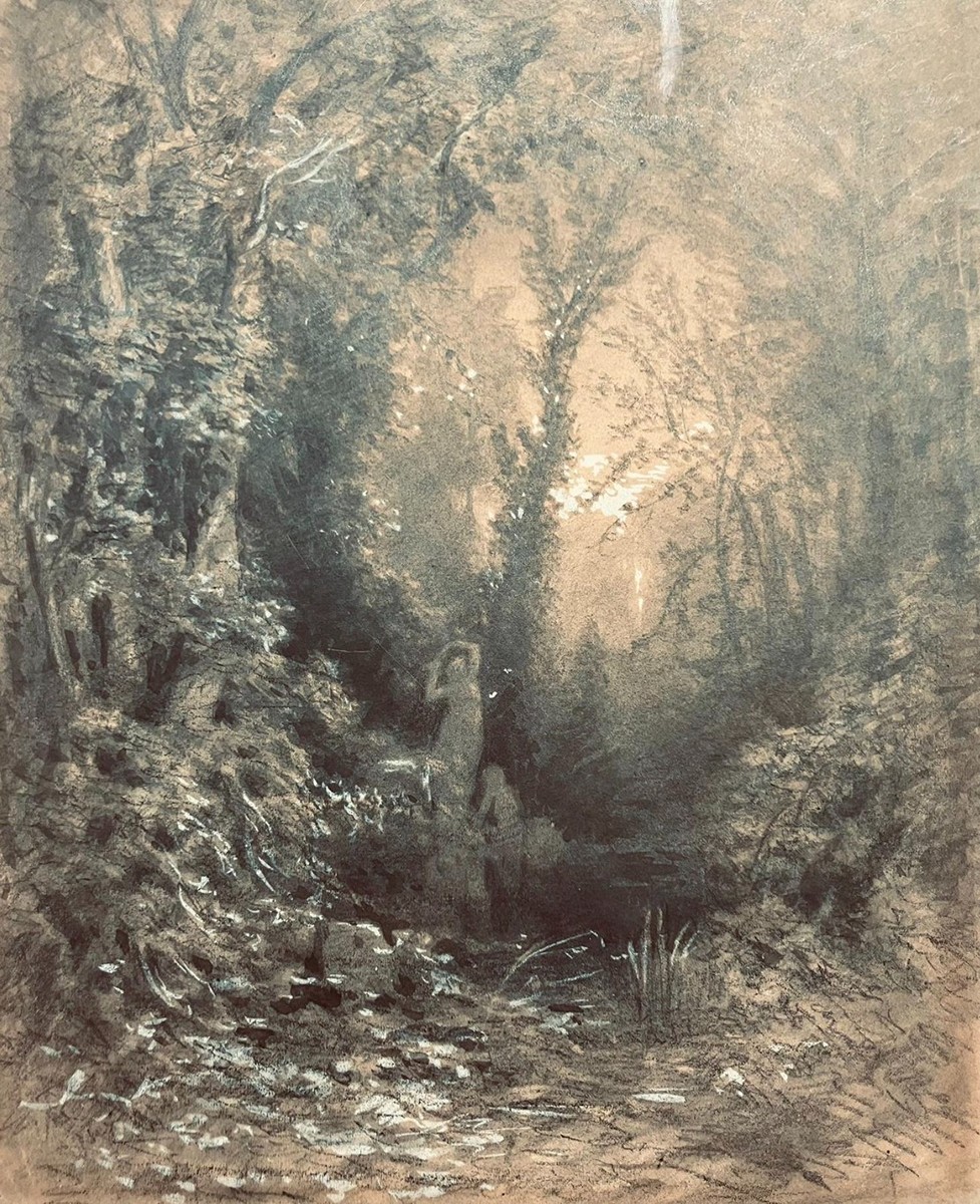 Julius Eduard Mařák (1832 - 1899) - Lesní interiér s postavami (Studie z Tyrolska)