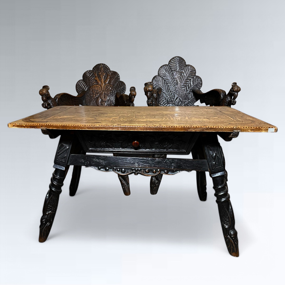 Selský barokní jídelní stůl s křesly