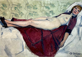 František Zdeněk Eberl (1887 - 1962) - Akt s červeným plášťem