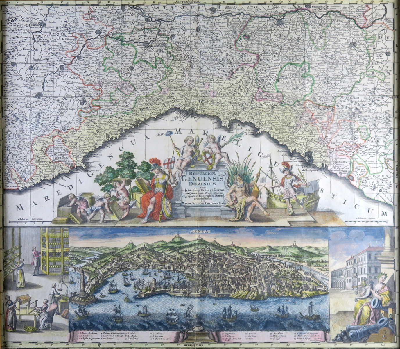 Georg Matthäus Seutter (1678 - 1757) - Republika Janov - kolorovaná mapa s vedutou Janova