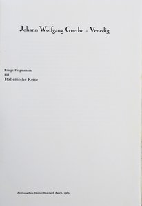 Adolf Born (1930 - 2016) - J. W. Goethe: Benátky