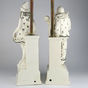 Pár figurálních lamp "Harlekýn a Kolombína" - Bechyně