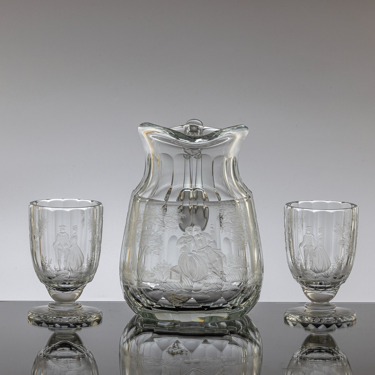 Džbán s 2 pohárky "Watteau" - Moser