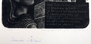 Cyril Bouda (1901 - 1984) - Píseň o Karlově mostě - podpis J. Seiferta