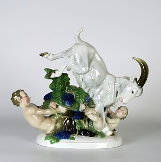 Pár putti s vínem a kozlem - Fraureuth