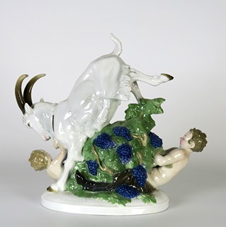 Pár putti s vínem a kozlem - Fraureuth