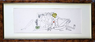 František Tichý (1896 - 1961) - Adam a Eva - Novoročenka F. Tichého a J. Hoška