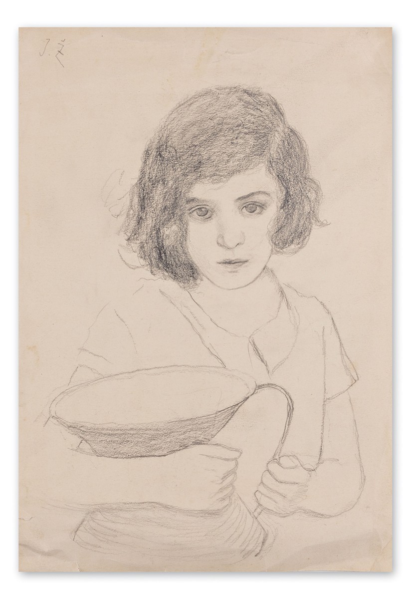 Little girl with a container