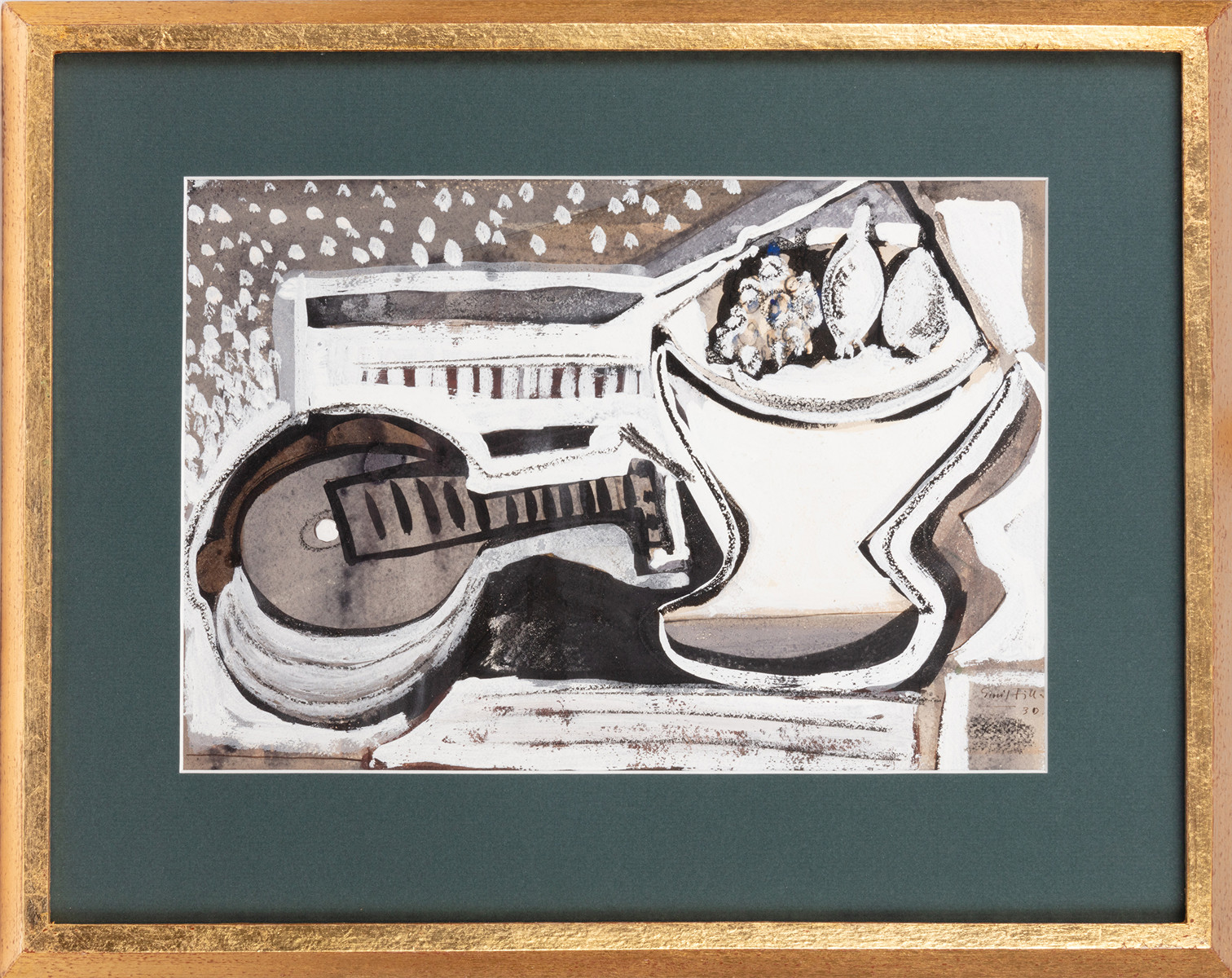 Emil Filla (1882 - 1953) - Zátiší s mandolínou a mísou ovoce, 1930