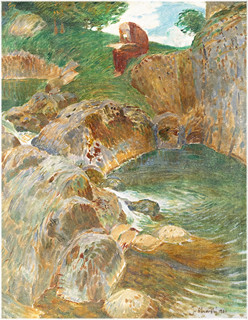 Jakub Obrovský (1882 - 1949) - krajina se čtenářem