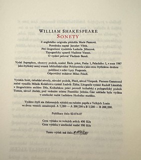Ludmila Jiřincová (1912 - 1994) - W. Shakespeare - Sonety