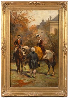 Velten, Wilhelm (1847–1929) - Elegantní jezdci v zámeckém parku