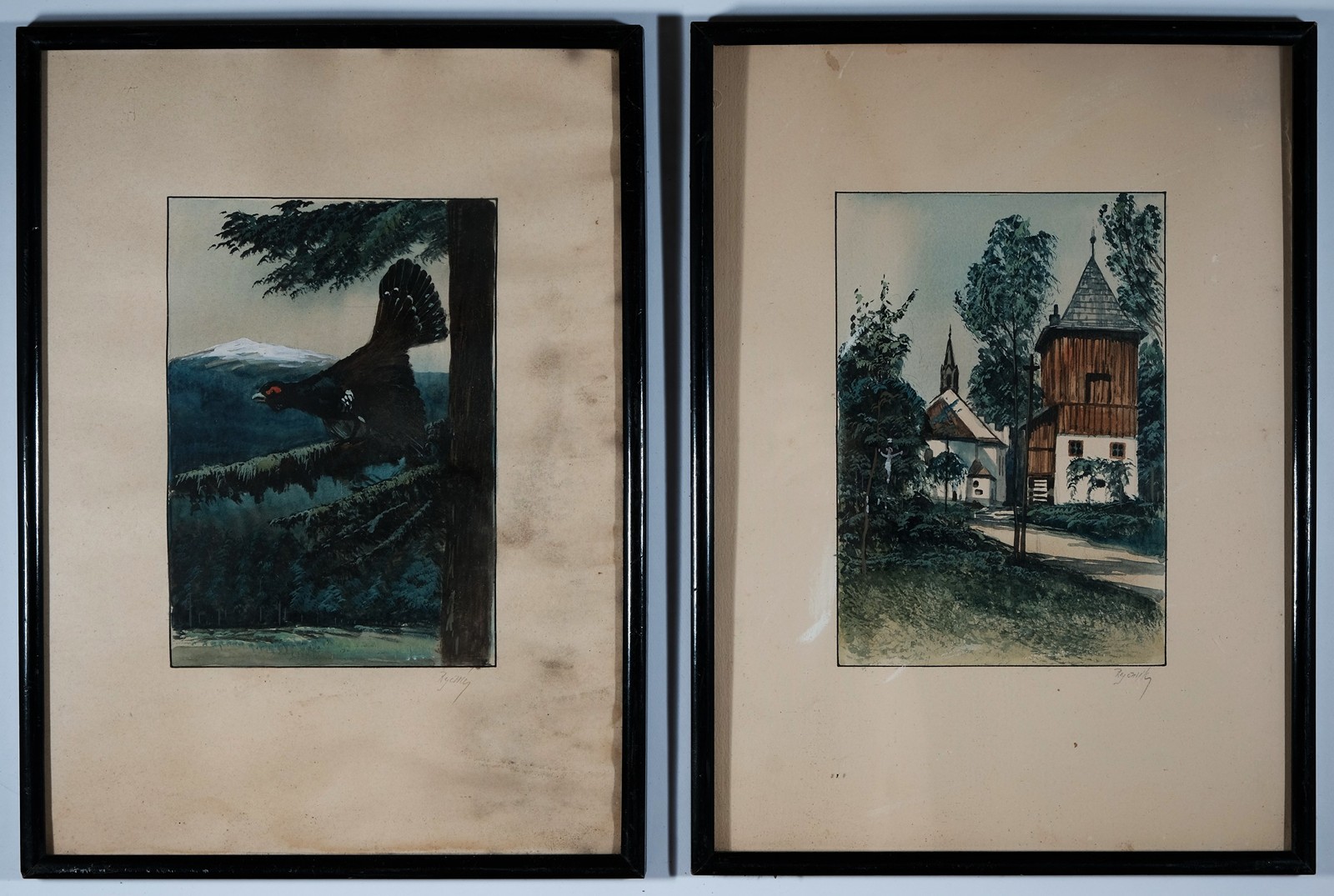 Viktor Jan Rychlík (1875) - Dva akvarely