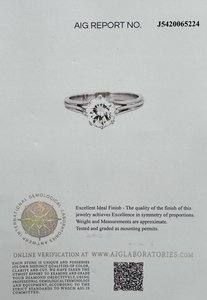 Platinový prsten s investičním diamantem, 1,51 ct, VVS2, G