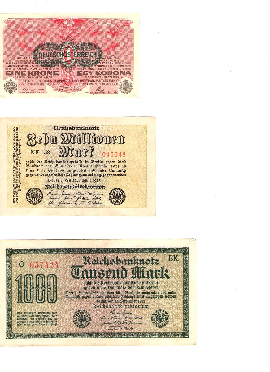 Historické bankovky Rakouska-Uherska a Německa 3ks