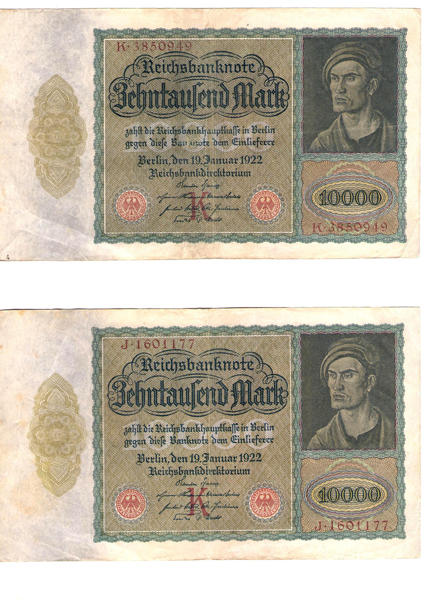 10 000 Marek – Německo (1922) – Bankovky (2 ks)