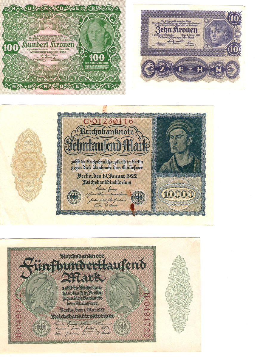 Rakousko-Uhersko a Německo – Bankovky (4 ks)