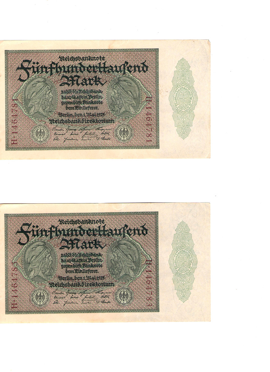 Historické bankovky Německo – 500 000 marek (2 ks)