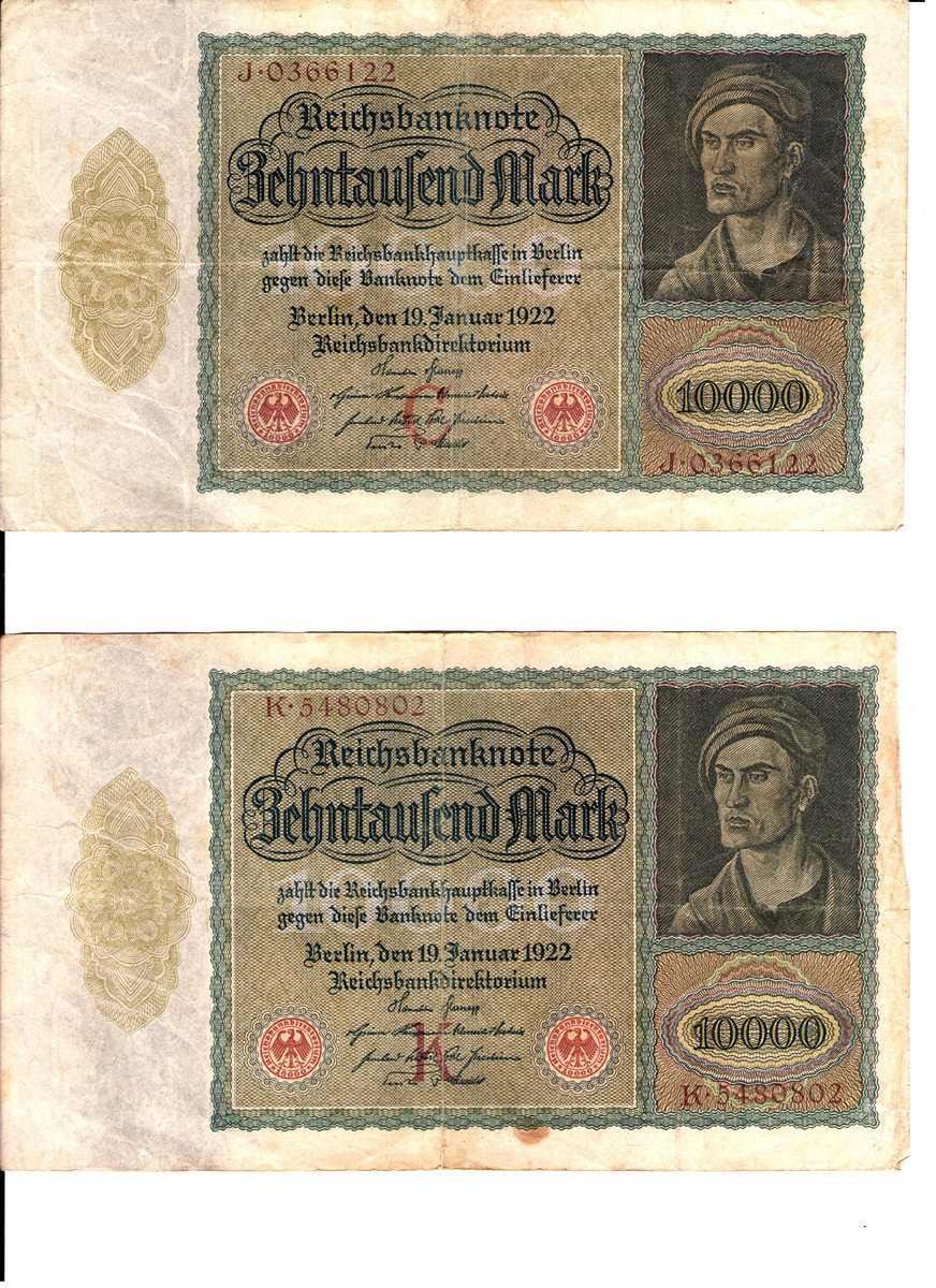 10 000 Marek – Německo 1922: Bankovka z éry hyperinflace 2ks