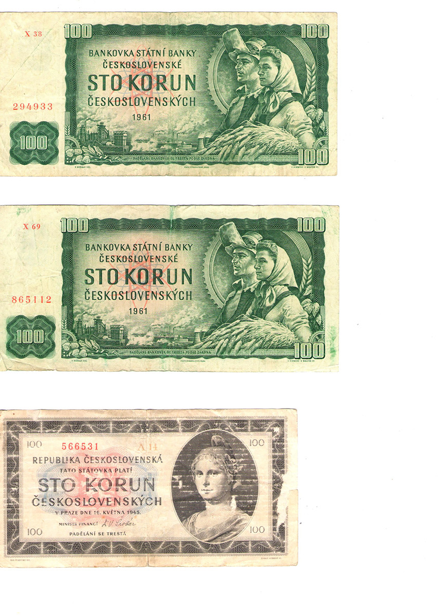 100 Korun Československých – 1961 a 1945: Dvě éry československého bankovnictví 3ks
