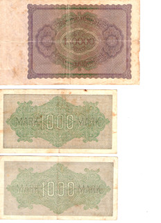 100 000 a 1 000 Marek – Německo 1922–1923: Bankovky z období hyperinflace 3ks