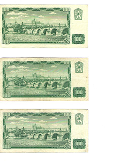 100 Korun Československých – 1961: Socialistická bankovka éry plánovaného hospodářství 3ks