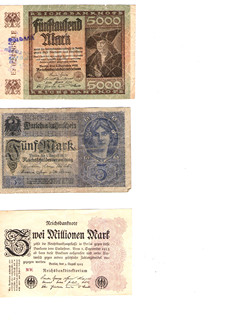 Německé bankovky z let 1922–1923: Svědectví hyperinflace a hospodářských změn 3ks