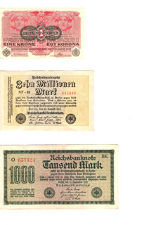 Historické bankovky Rakouska-Uherska a Německa 3ks