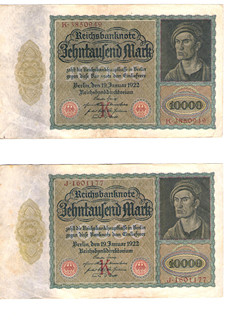 10 000 Marek – Německo (1922) – Bankovky (2 ks)