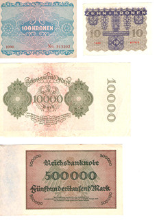Rakousko-Uhersko a Německo – Bankovky (4 ks)