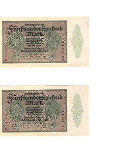 Historické bankovky Německo – 500 000 marek (2 ks)