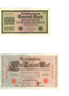Historické bankovky Německo – 1000 marek (2 ks)