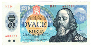 20 Korun Československých – 1988: Bankovka s Janem Amosem Komenským