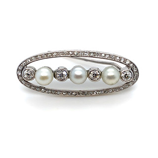 Brožka s diamanty a perlami | Art deco | Československo PRAHA 1930