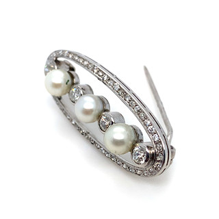 Brožka s diamanty a perlami | Art deco | Československo PRAHA 1930