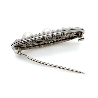 Brožka s diamanty a perlami | Art deco | Československo PRAHA 1930