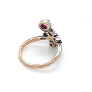 Secesní prsten s diamanty a rubínem | Čechy 1900 