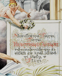 Pamětní list řediteli Střední a reálné školy v Plzni, 1889.