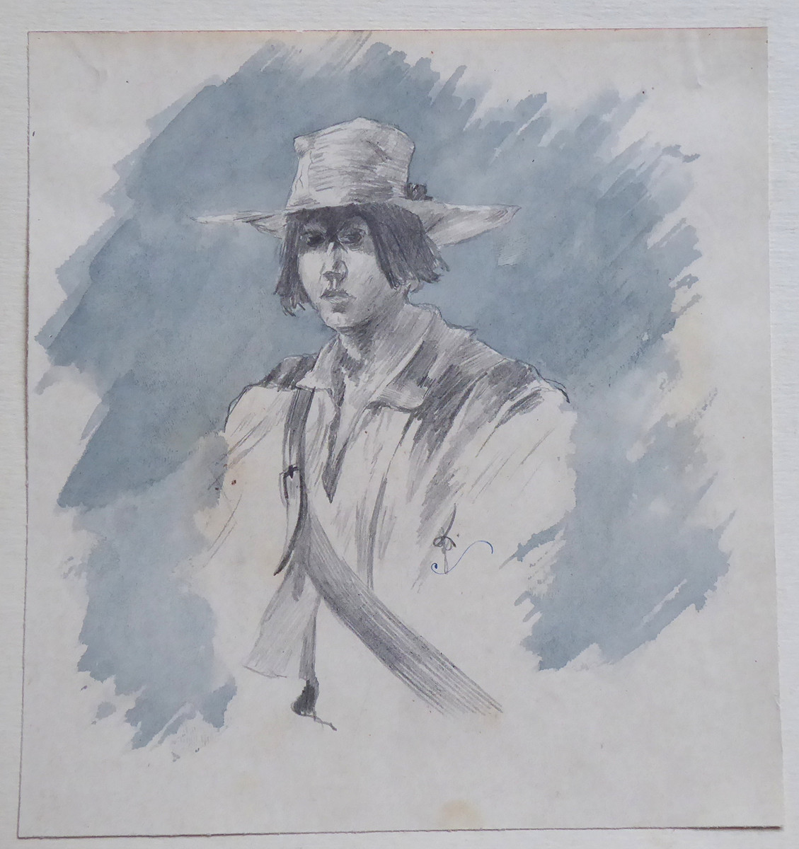 KAREL ŠPILLAR (1871-1939) PŘIPSÁNO - MLÁDENEC V KLOBOUKU