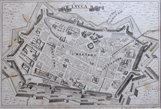 GABRIEL BODENEHR STARŠÍ (1664-1758) - LUCCA - PLÁN MĚSTA S OPEVNĚNÍM