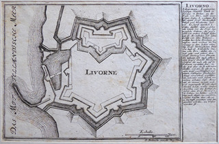 GABRIEL BODENEHR STARŠÍ (1664-1758) - LIVORNO - PLÁN OPEVNĚNÍ VE MĚSTĚ