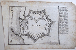 GABRIEL BODENEHR STARŠÍ (1664-1758) - LIVORNO - PLÁN OPEVNĚNÍ VE MĚSTĚ