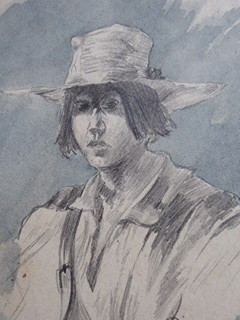 KAREL ŠPILLAR (1871-1939) PŘIPSÁNO - MLÁDENEC V KLOBOUKU