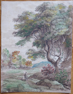 JOSEF KRIEHUBER (1800-1876), PŘIPSÁNO - KRAJINA S JEZDCEM
